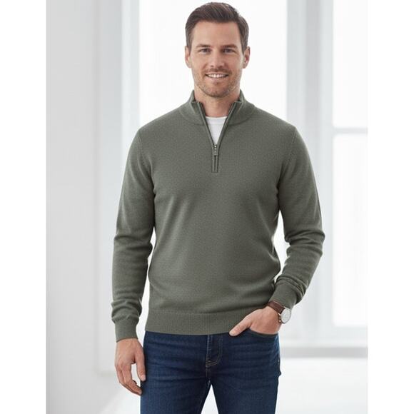Jos A. Bank Signature Collection Men's Large Olive Green Pima Cotton Sweater - Picture 1 of 5